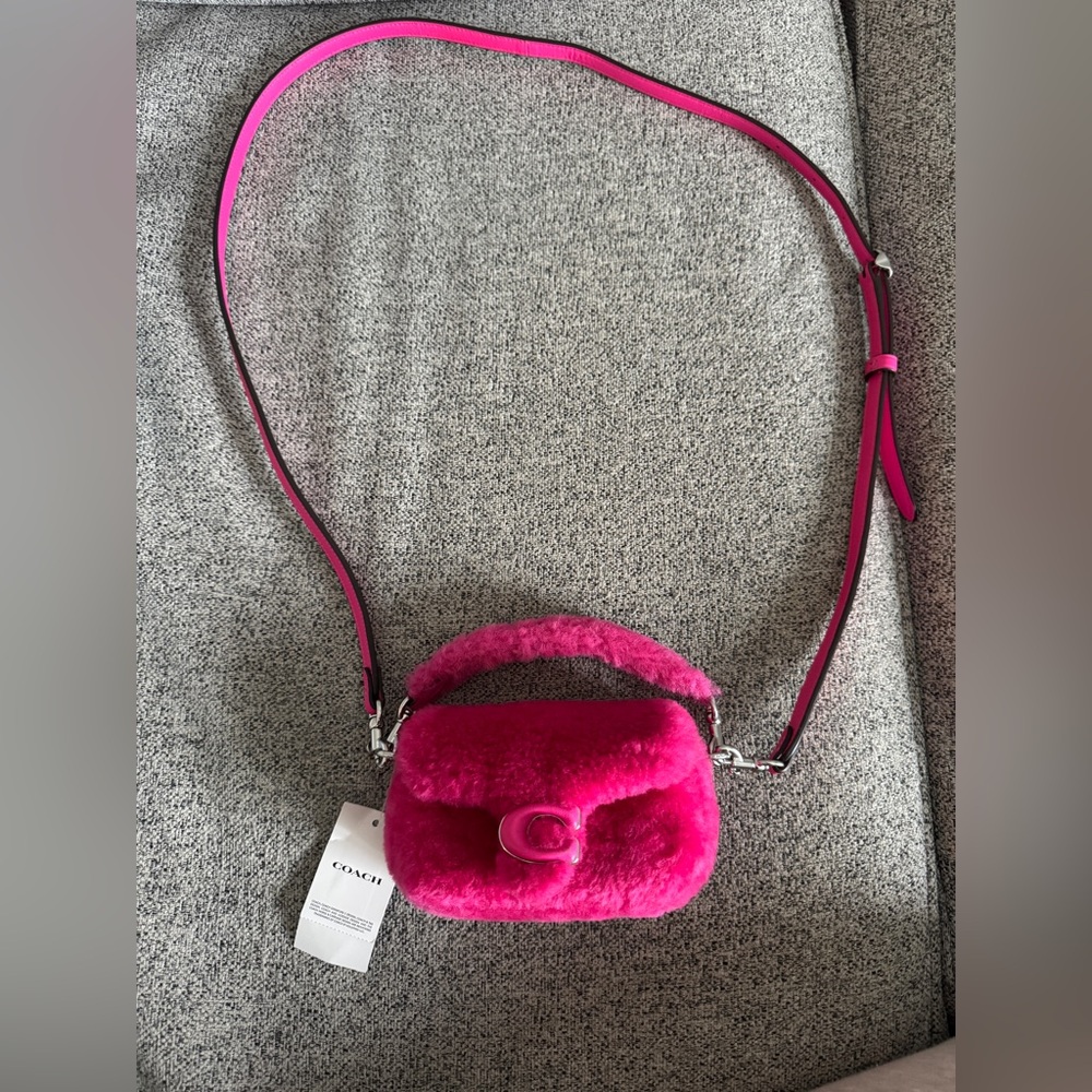 NWT Lil Nas X x Coach Shearling Tabby 12 in Bright Fuchsia style #CP940